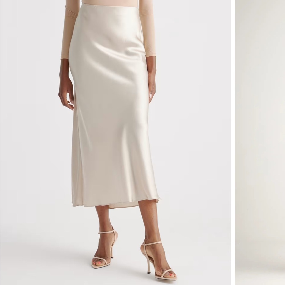 Quince Cream Silk Maxi Skirt